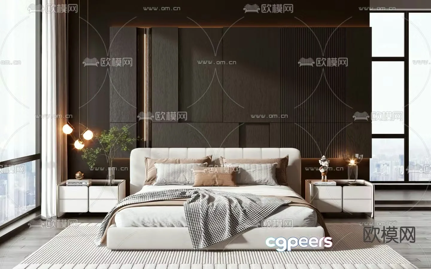 Modern double bed 3d model