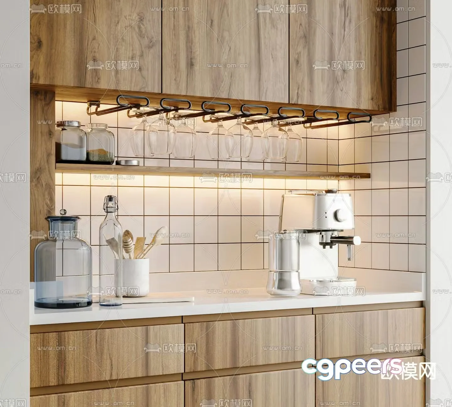 Modern water bar tea table 3D model