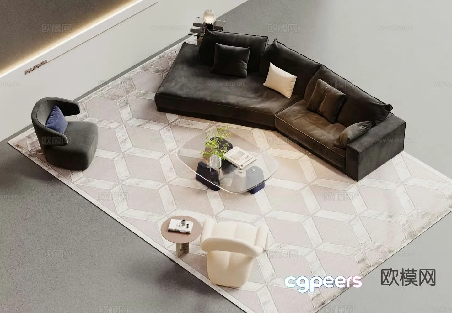 Modern sectional sofa 3d model
