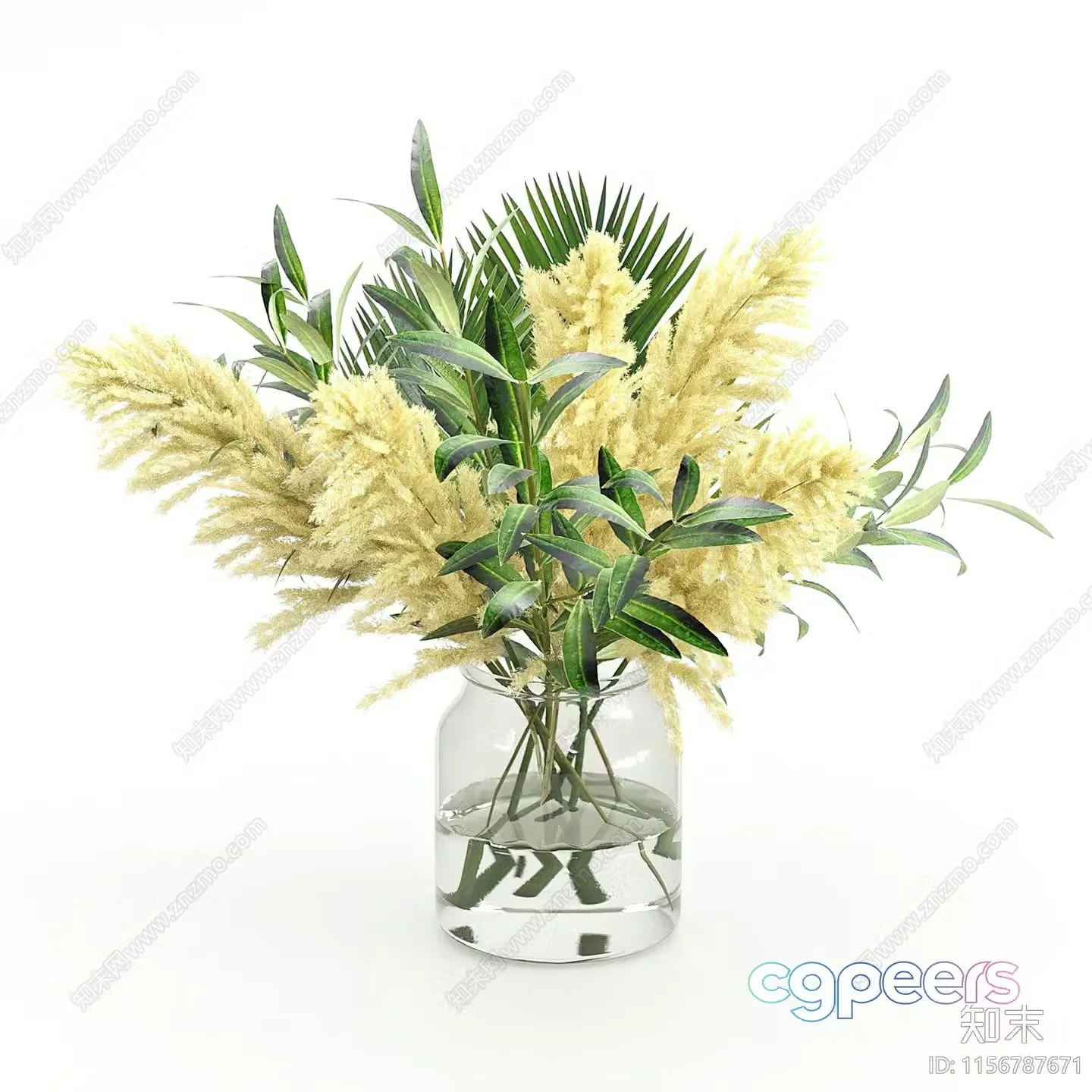A Glass Vase With Flowers 3D Model – 7311 – VRAY Render