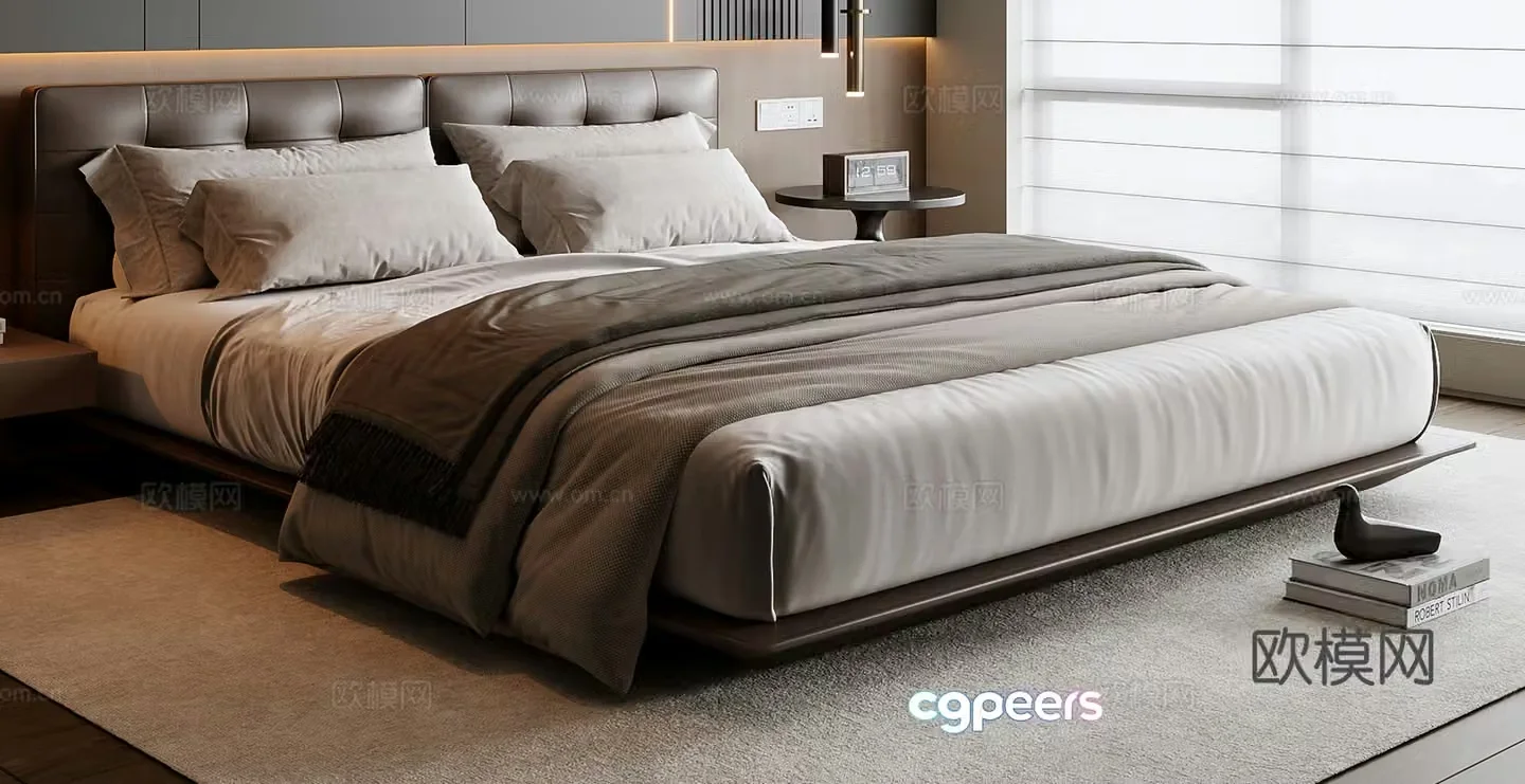 Italian double bed 3d model