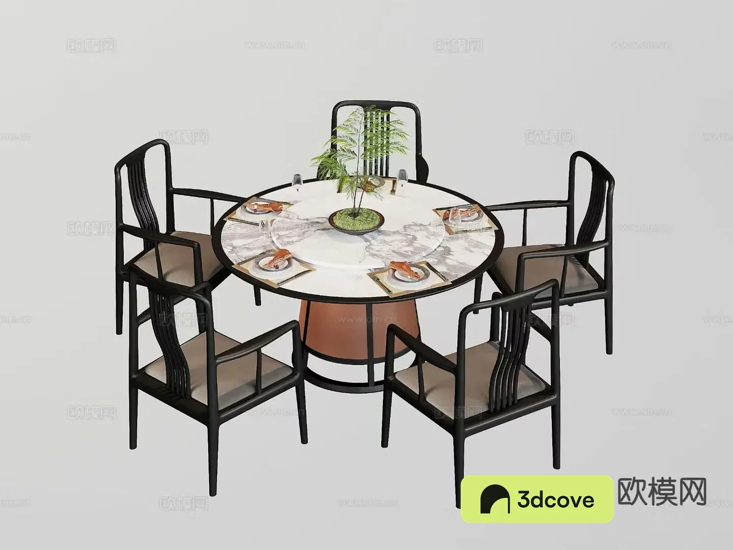 New Chinese style dining table and chairs round dining table