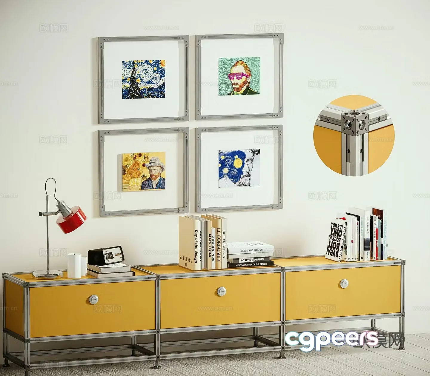 Modern aluminum profile TV cabinet Bauhaus TV cabinet Metal TV cabinet 3D model