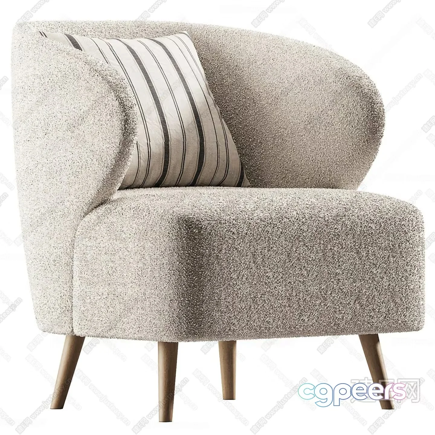 Cozy White Chair 3D Model – 9934 – CORONA Render