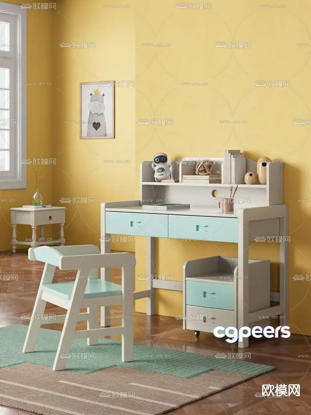 Children’s desk study table writing desk 3d model