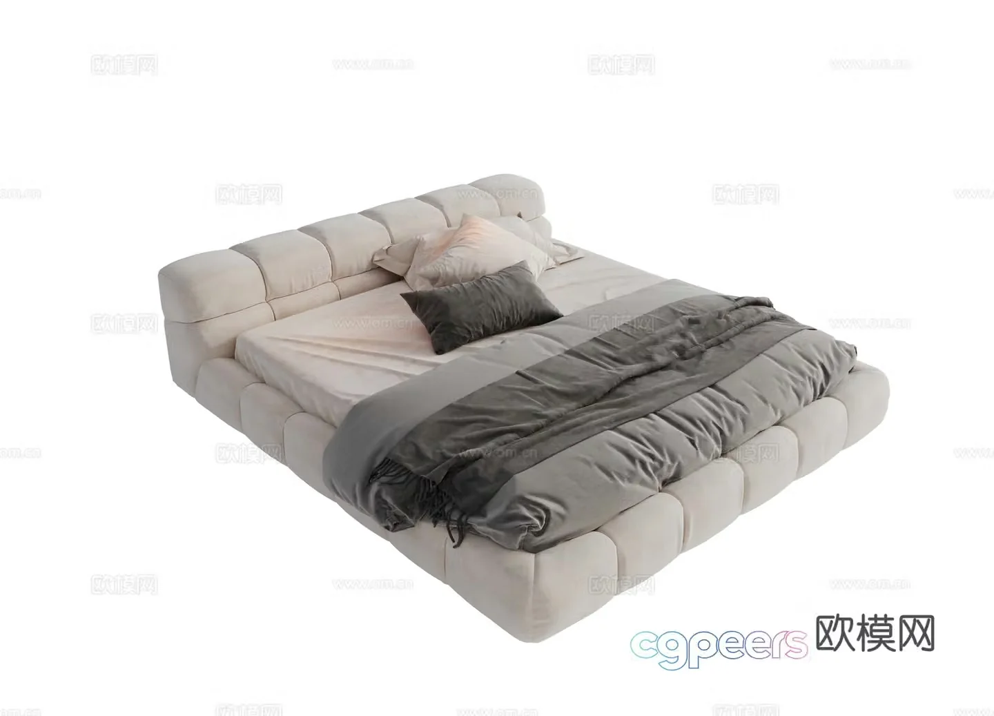 Modern fabric dual bed Main bed bedroom minimalist bed bed Minotti Modern dual bed 3D model