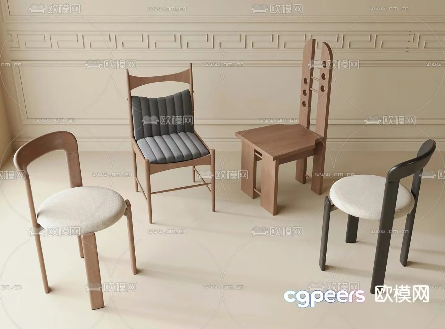 Medieval style chair dining chair 3d model