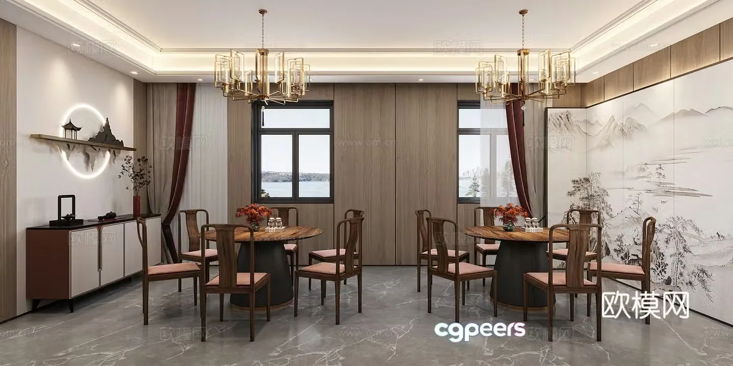 New Chinese restaurant private room 3D model