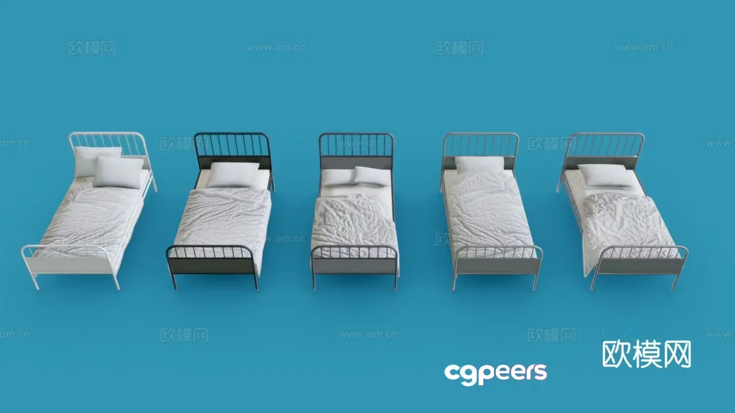 Modern single bed canopy bed wrought iron bed 3d model