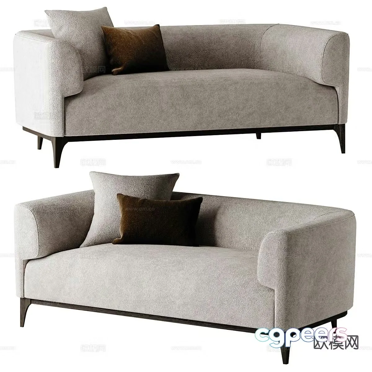 Double sofa upholstered sofa 3d model
