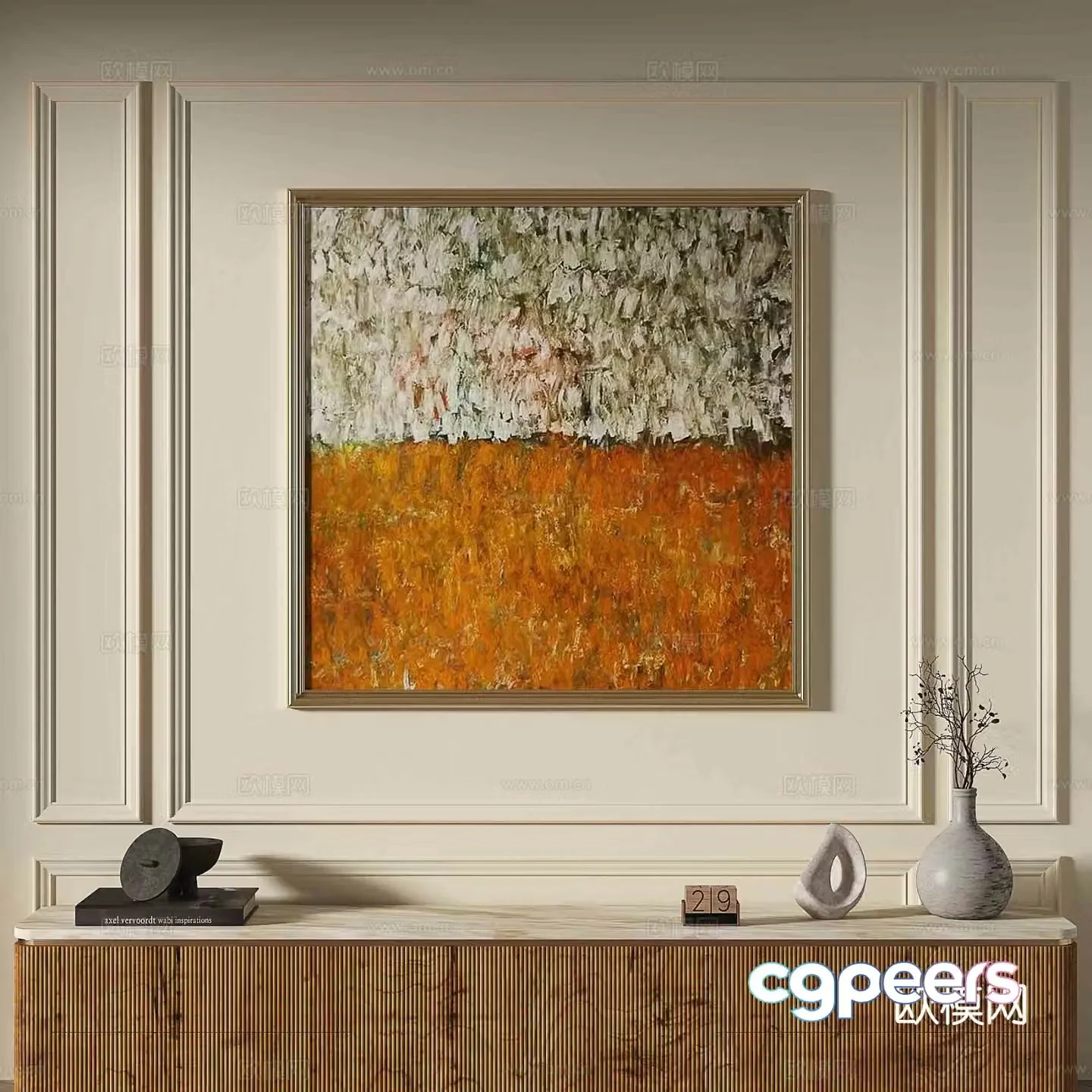 French abstract painting decorative painting 3d model
