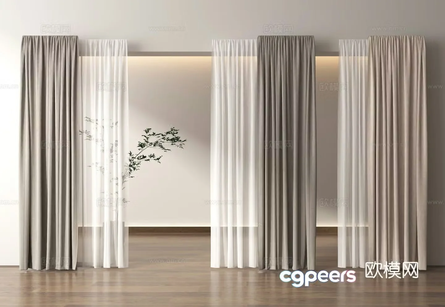 Curtains gauze curtains cloth curtains partition curtains 3D model