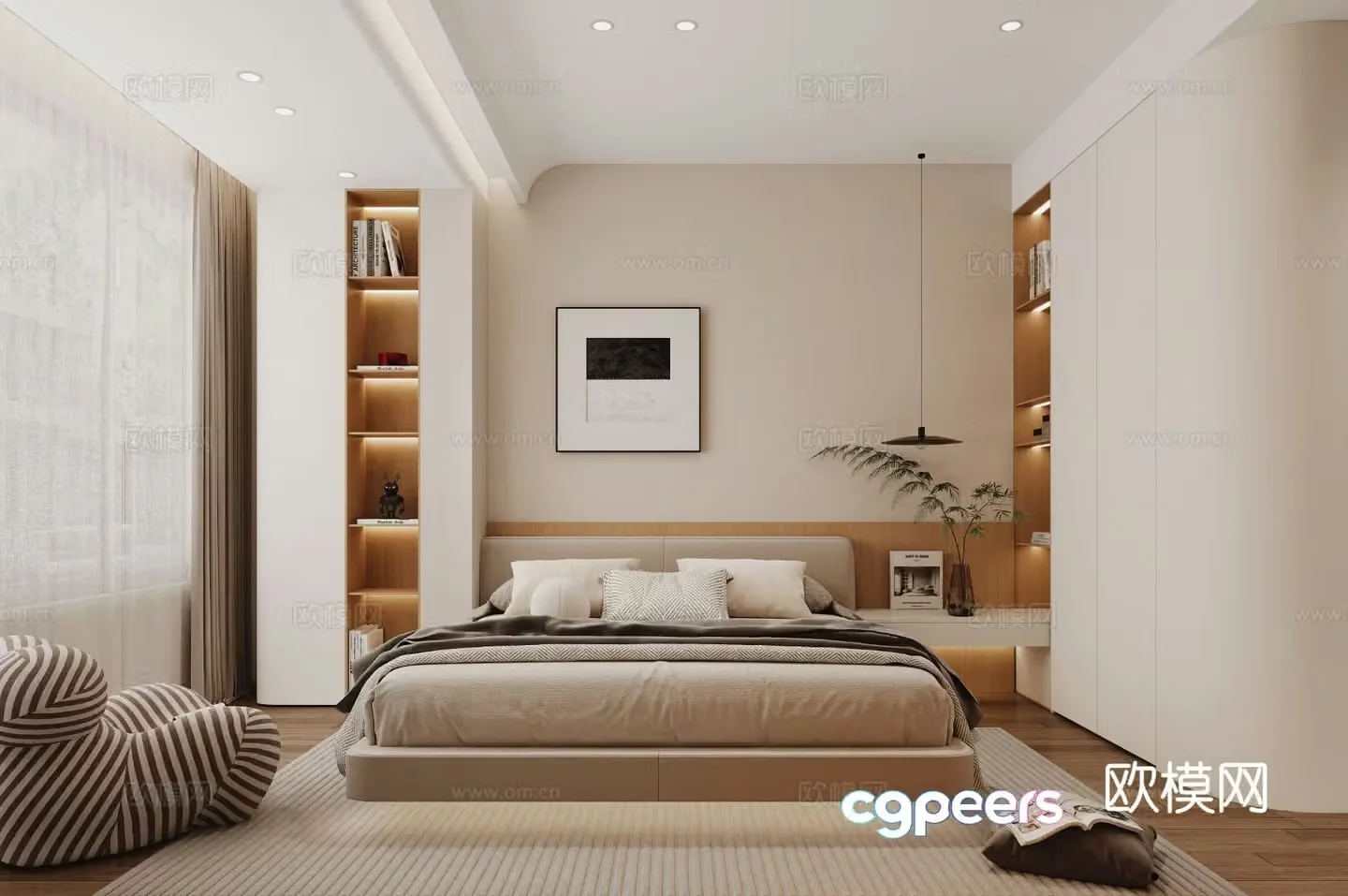Cream style bedroom master bedroom 3d model