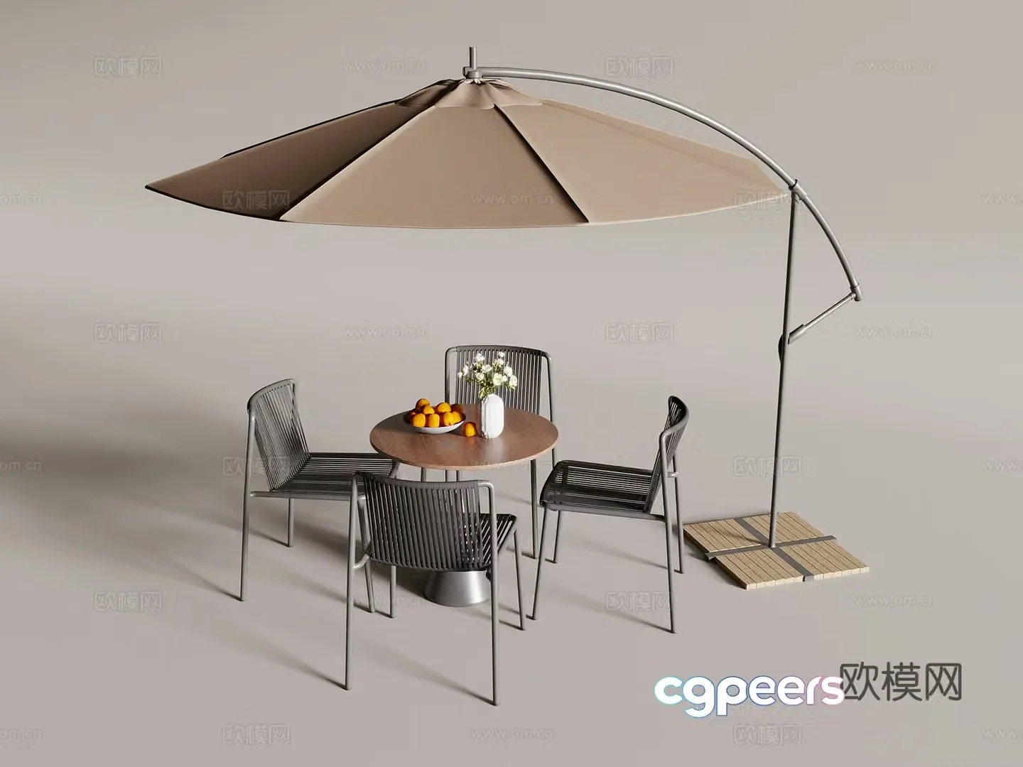 Outdoor table and chairs Modern outdoor table and chairs Awning Parasol 3d model