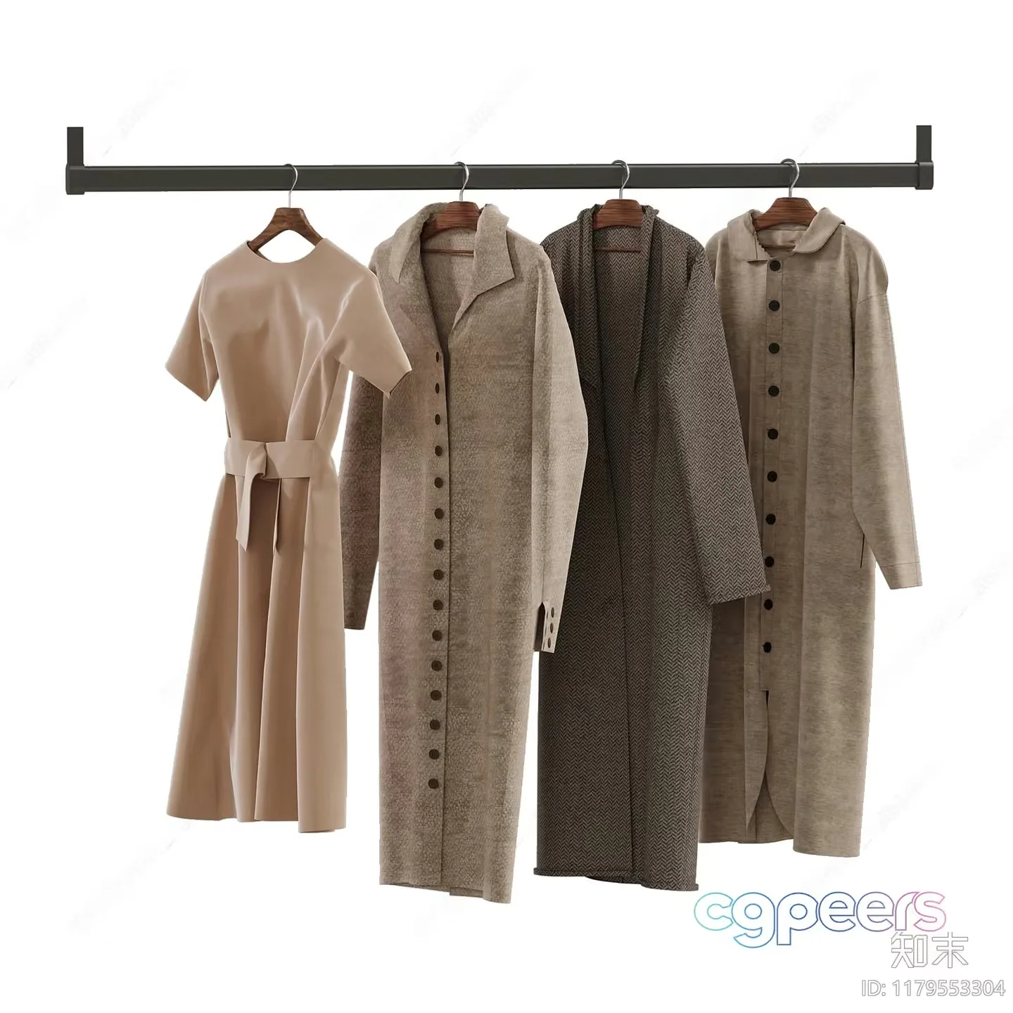Four Coats And A Dress 3D Model – 16606 – VRAY Render