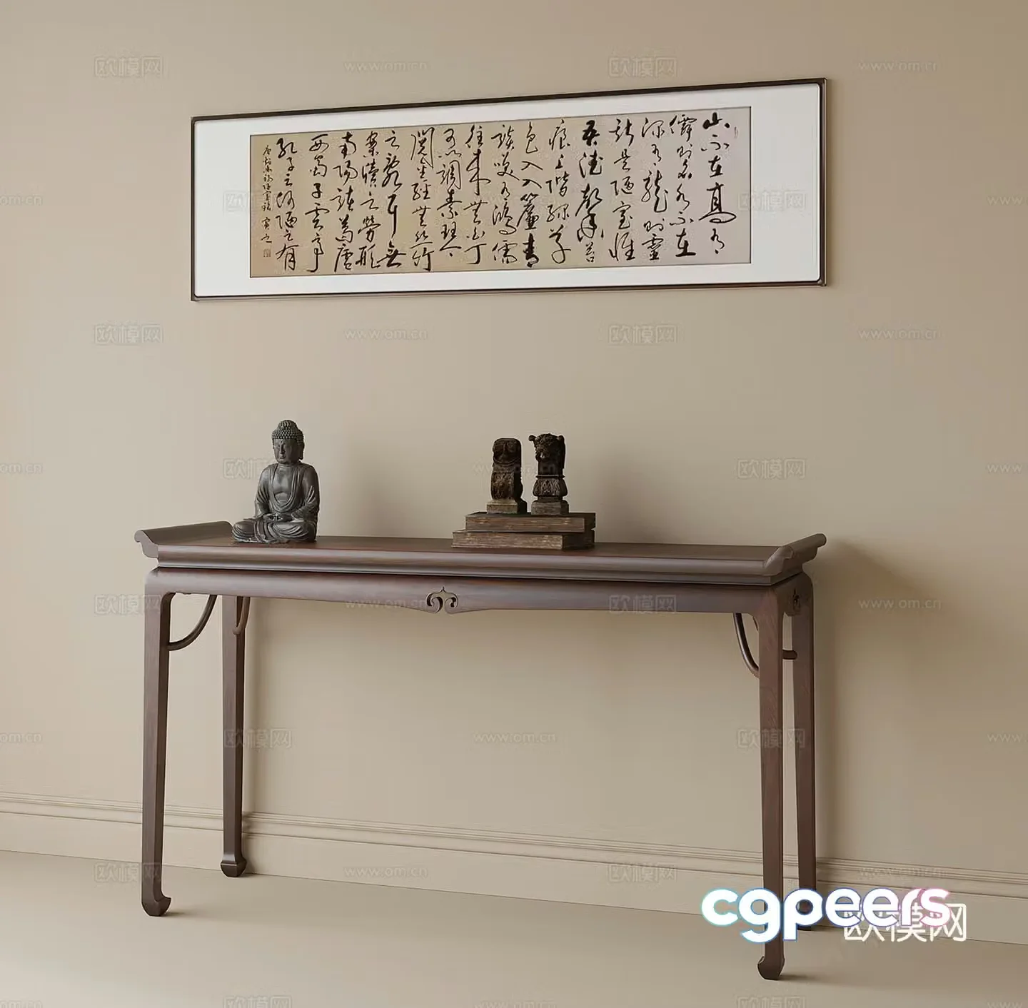 Chinese style Duanjingdai calligraphy painting and calligraphy 3D model