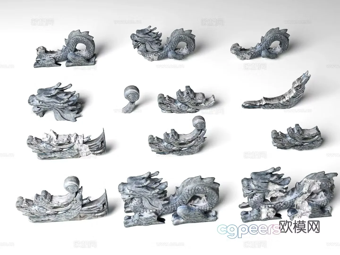 Chinese stone sculpture dragon head dragon sculpture 3d model