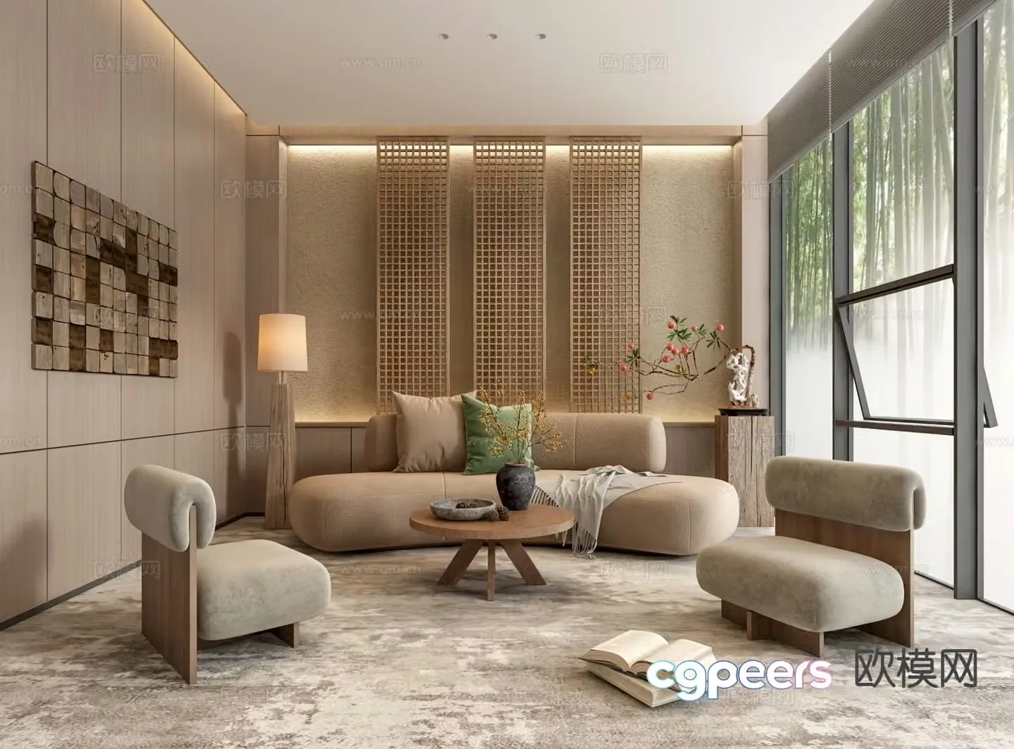 Wabi-sabi living room 3d model