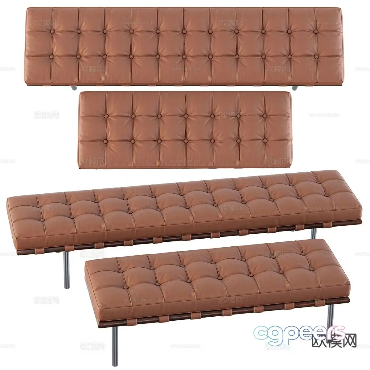 Barcelona sofa stool bed end stool 3d model