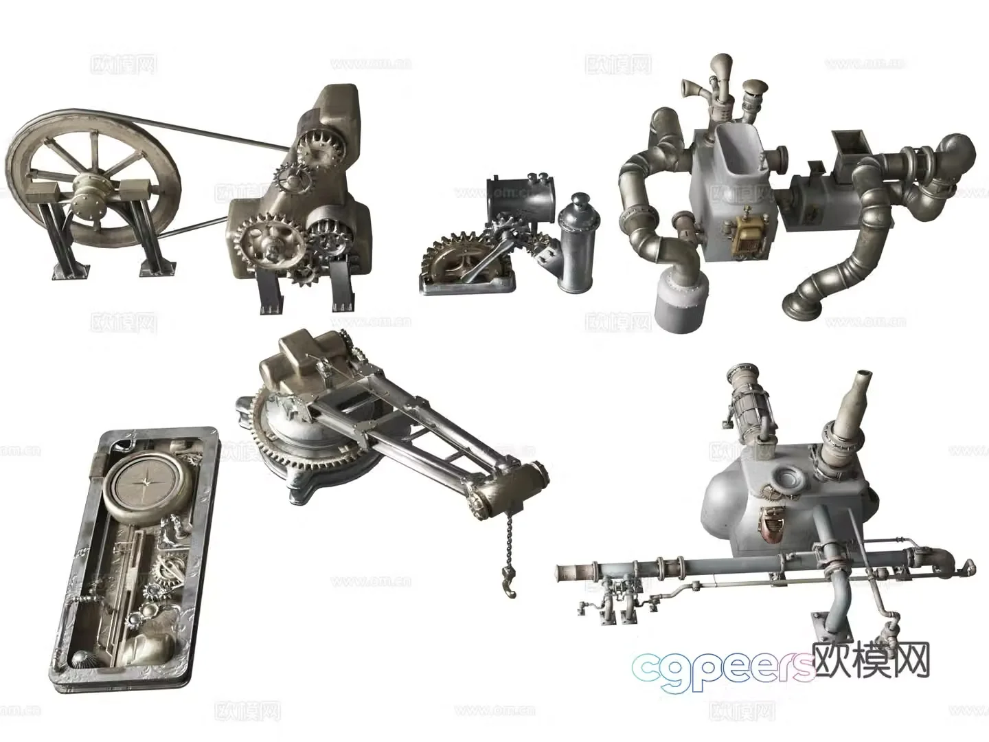 Gears District – Steampunk Building Steampunk Parts 3D Model