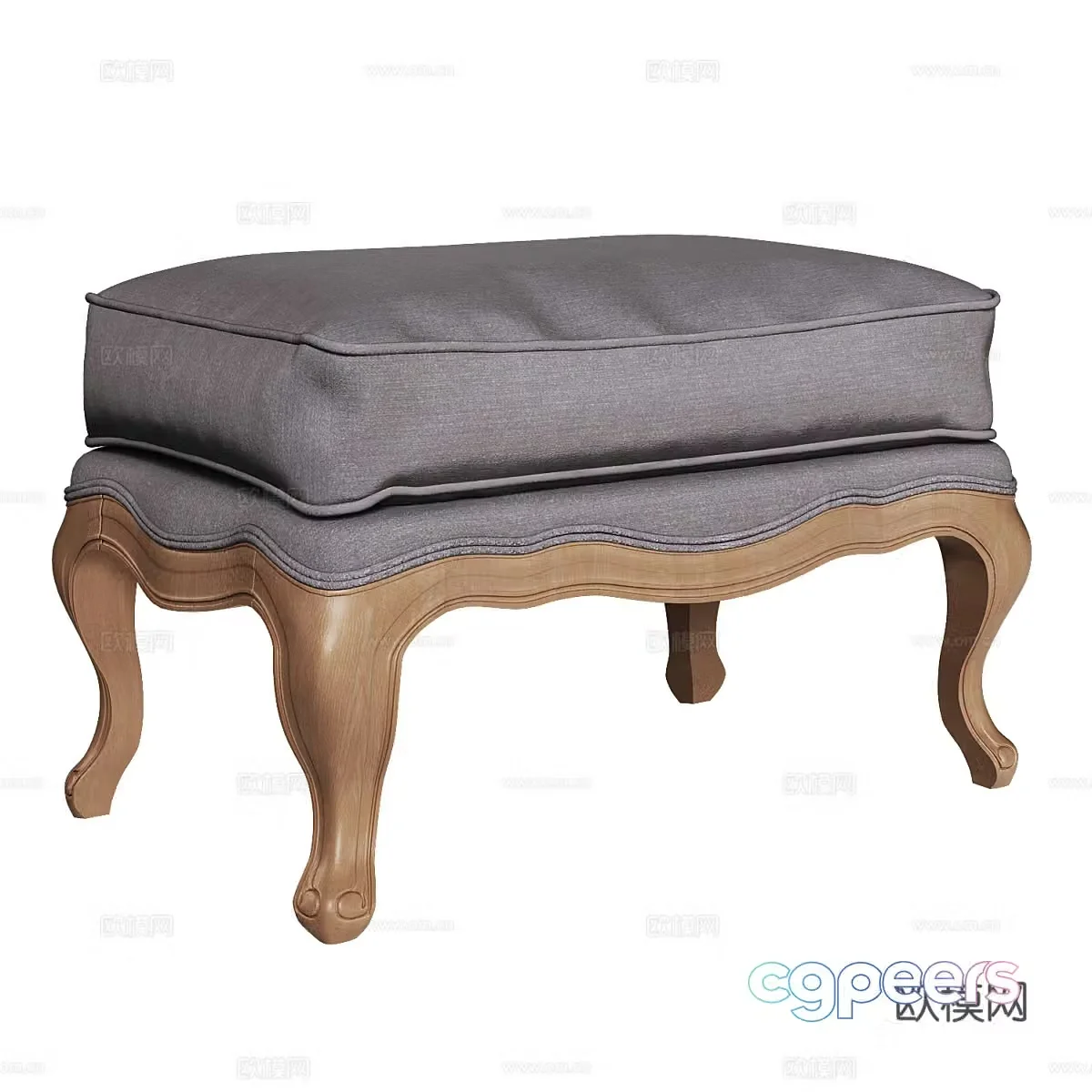 American sofa stool fabric sofa stool low stool shoe changing stool footstool dressing stool 3D model