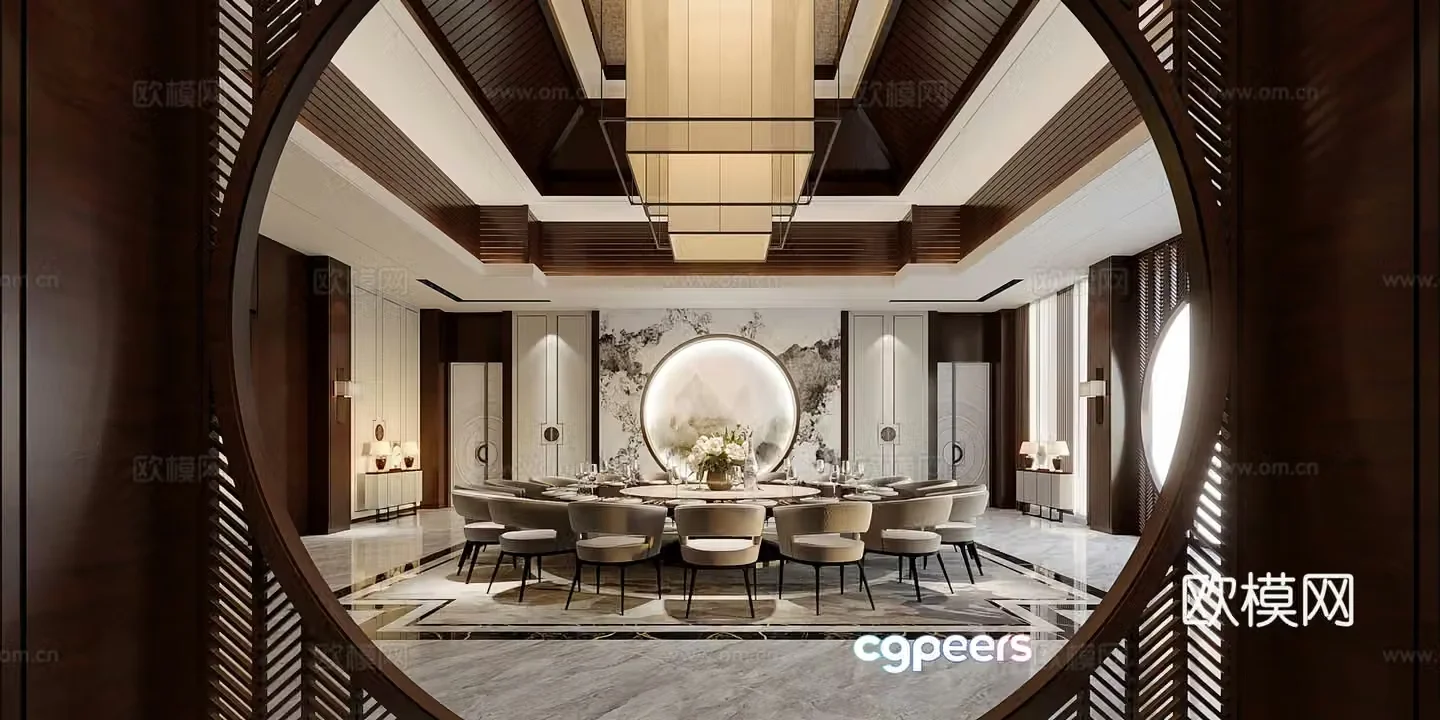 New Chinese-style large private room 3D model