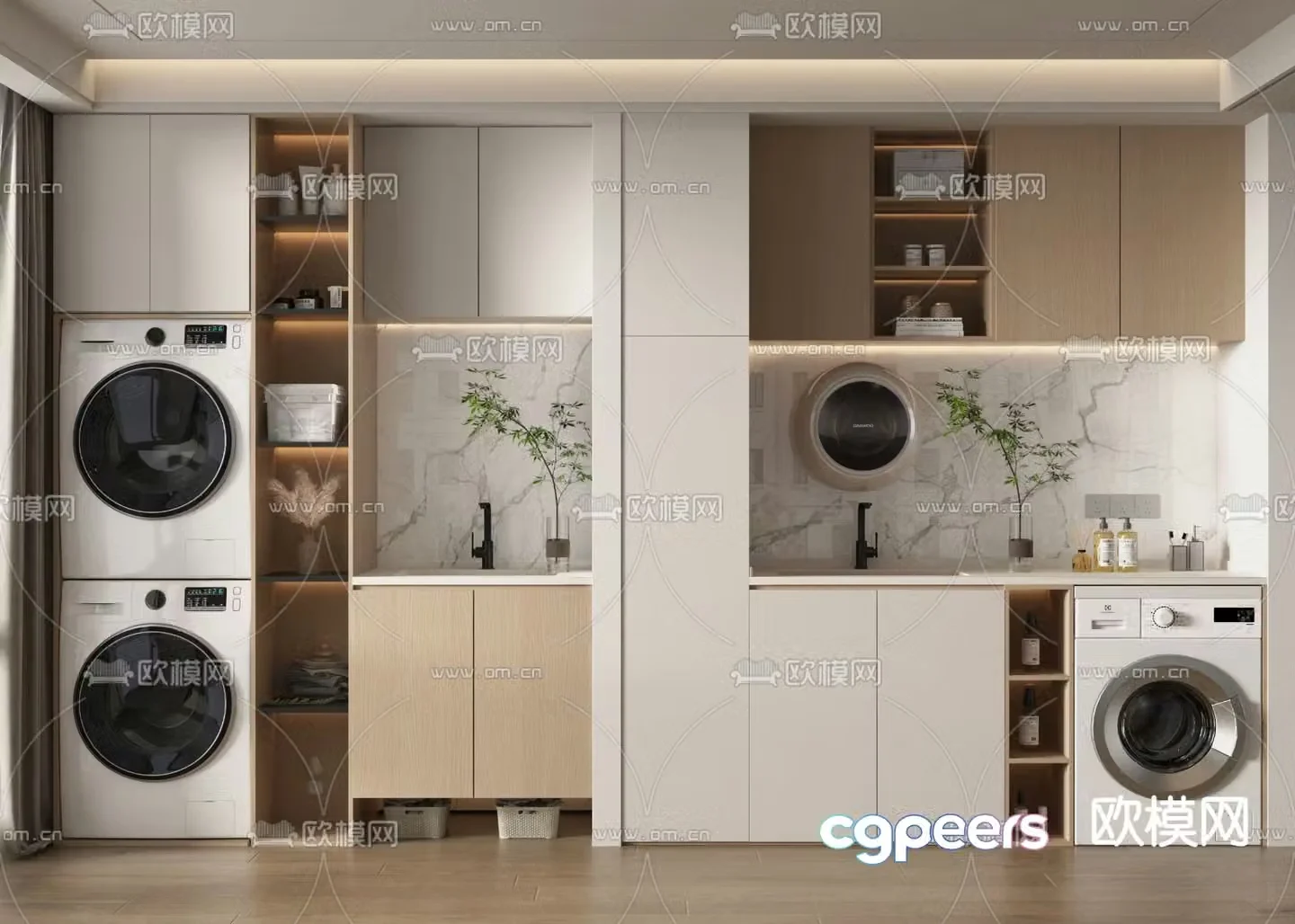 Modern balcony washing machine cabinet 3d model