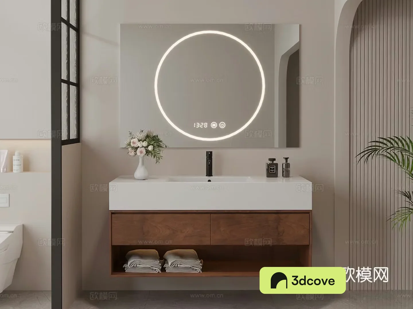 Middle-aged bathroom cabinet toilet 3d model