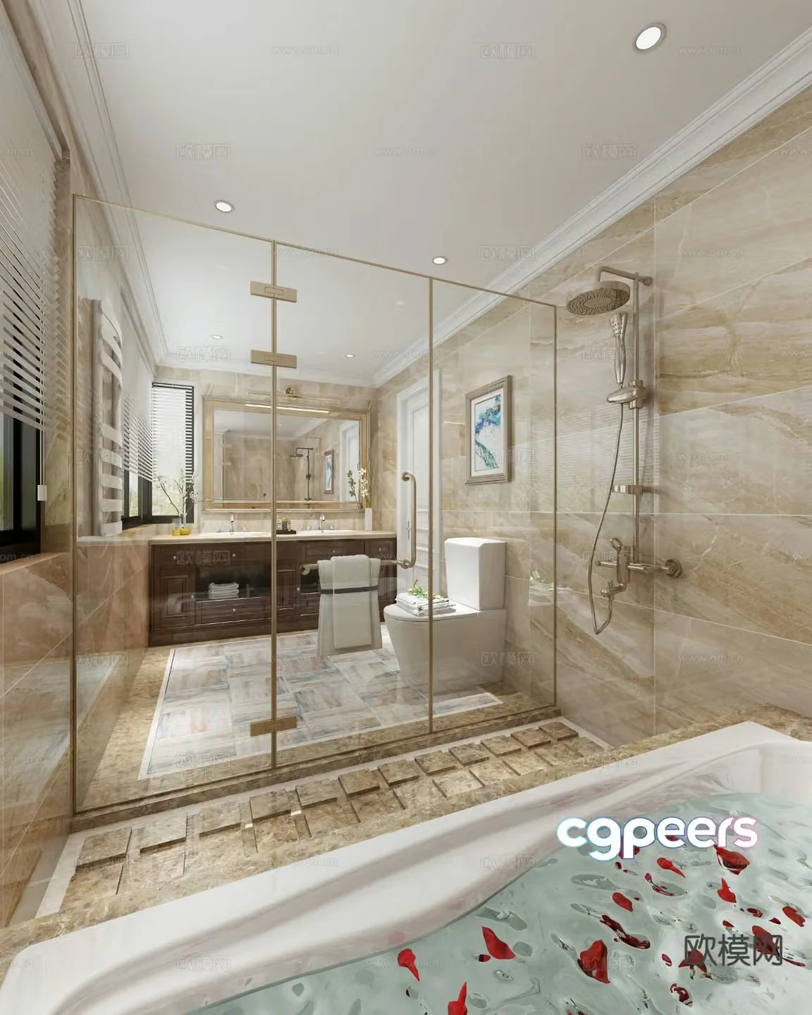 Light luxury bathroom bathroom 3d model