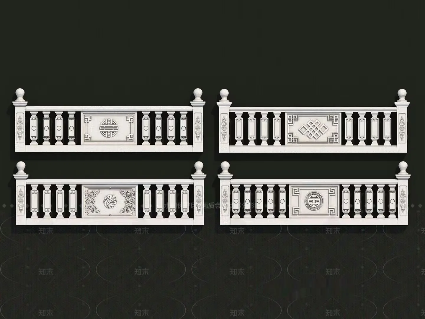 Modern Chinese Balcony Railing 3D Model – 18047 – VRAY Render