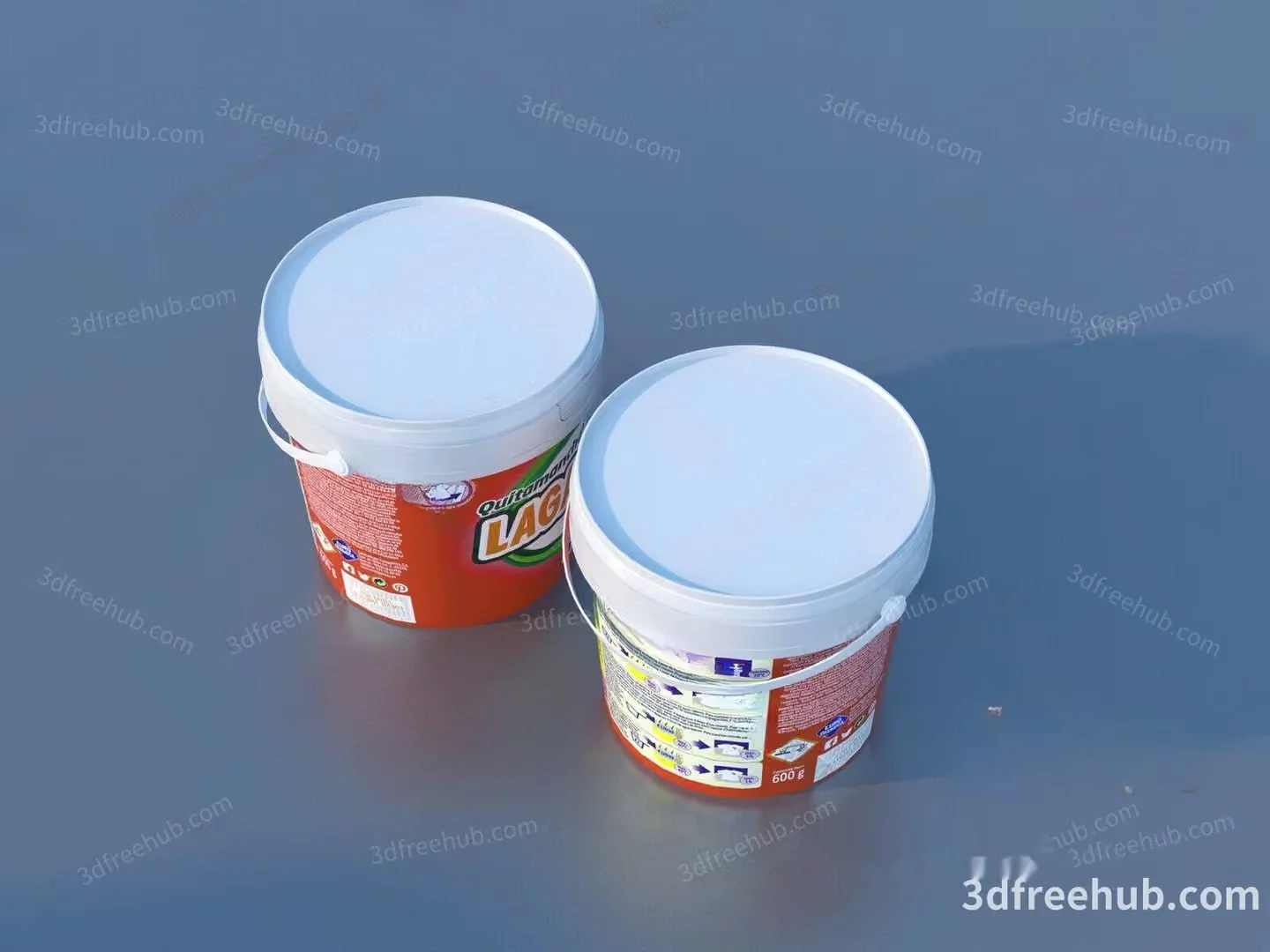 Two Buckets With White Lids 3D Model – 19289 – VRAY Render