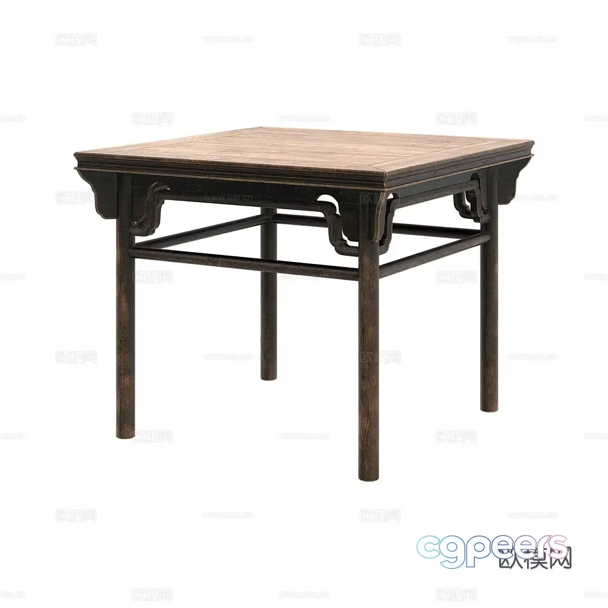 Chinese solid wood dining table 3D model
