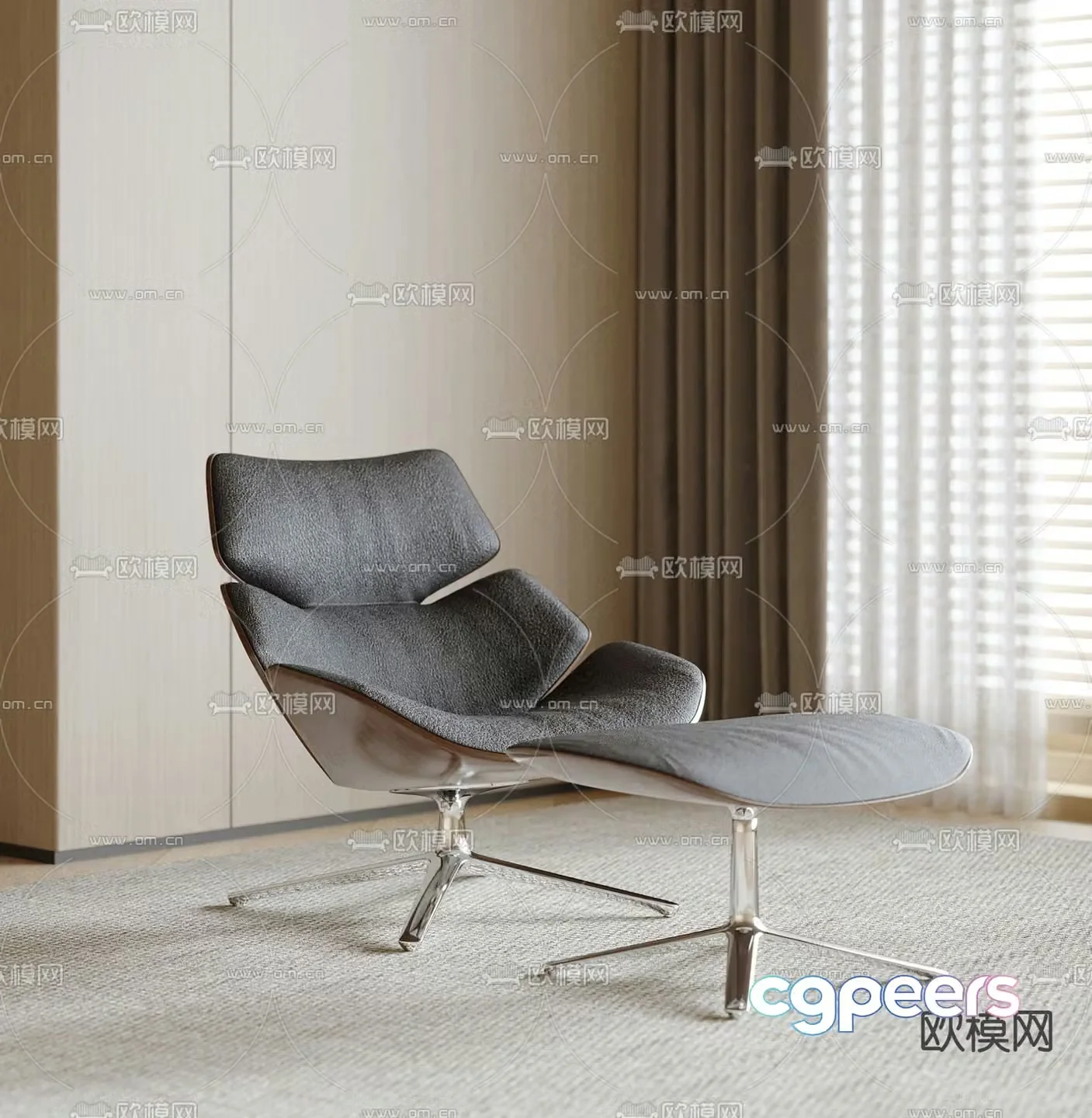 chair leisure chair footrest 3d model