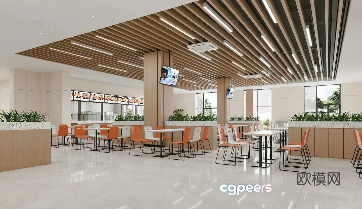Modern canteen restaurant employee restaurant 3d model