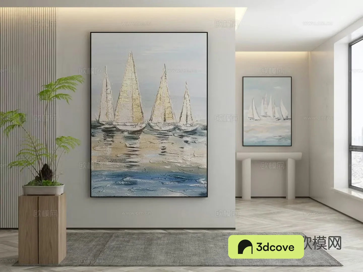Decorative painting texture painting sailboat hanging painting