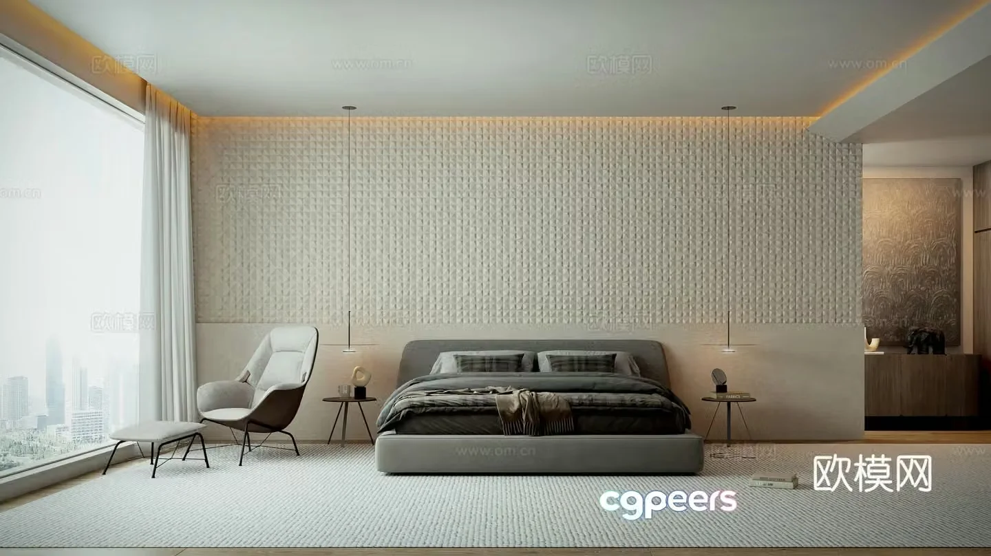 Modern bedroom master bedroom 3d model