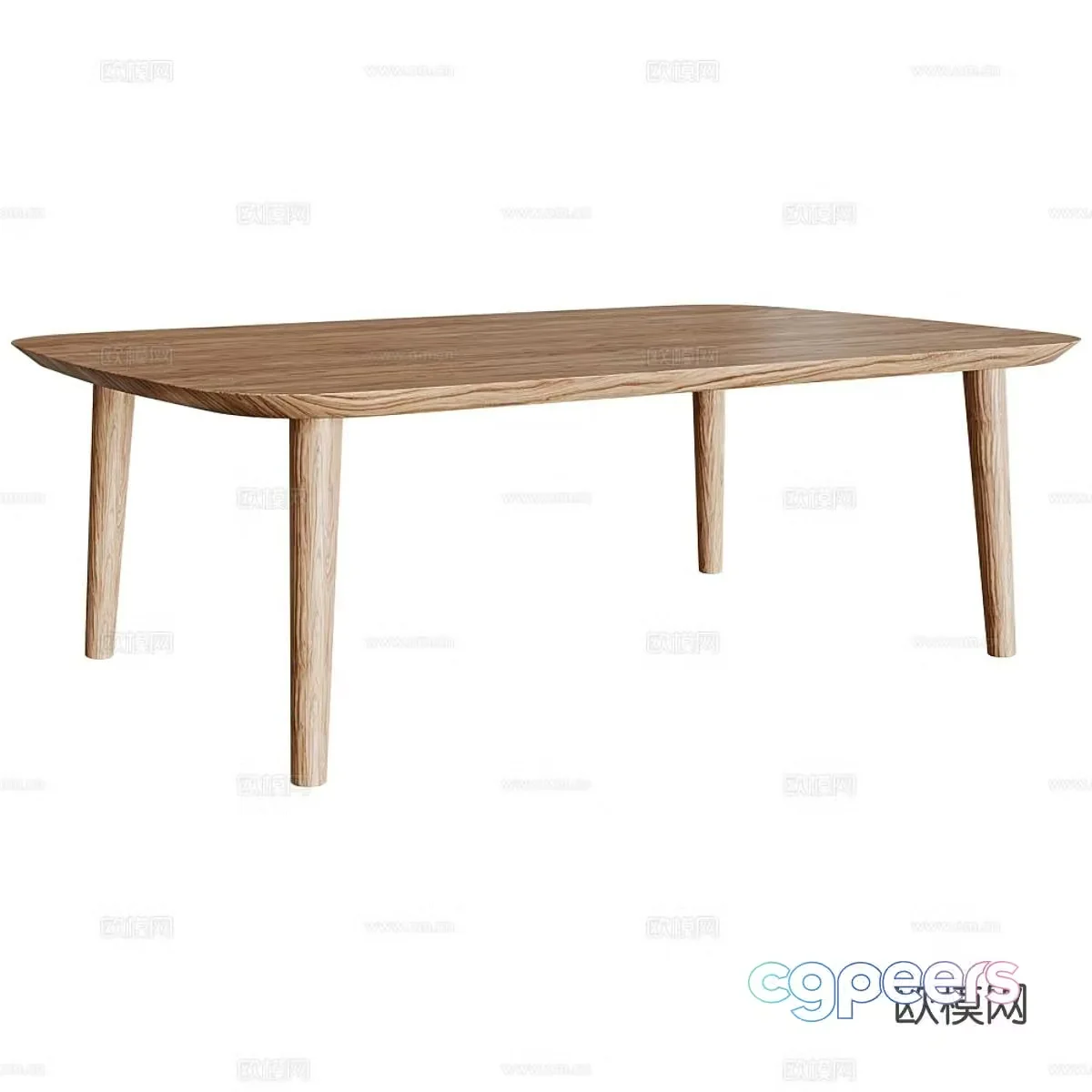 Log dining table 3d model