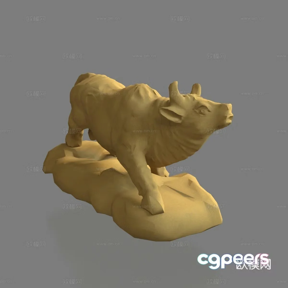 Clay sculpture Sculpture Twelve Zodiac Ox Ornaments Engraving 3D Model