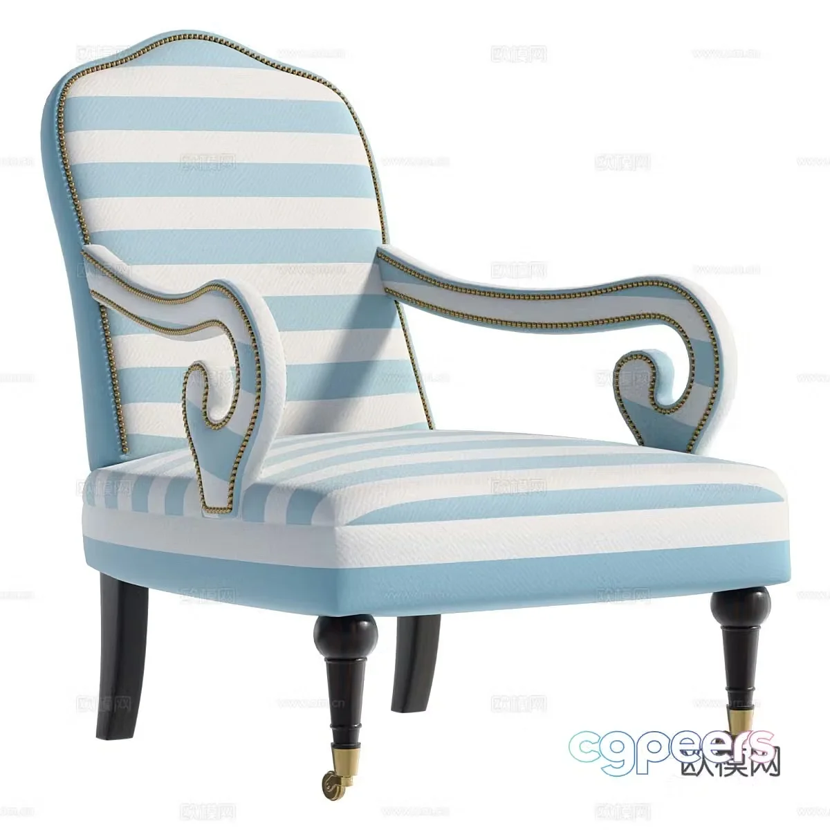 American simple fabric armchair 3d model