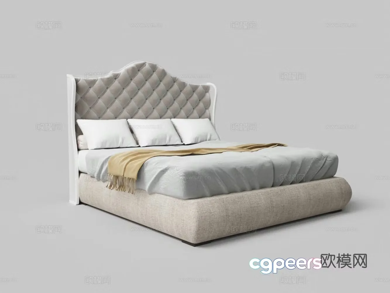 European style soft bag double bed 3D model