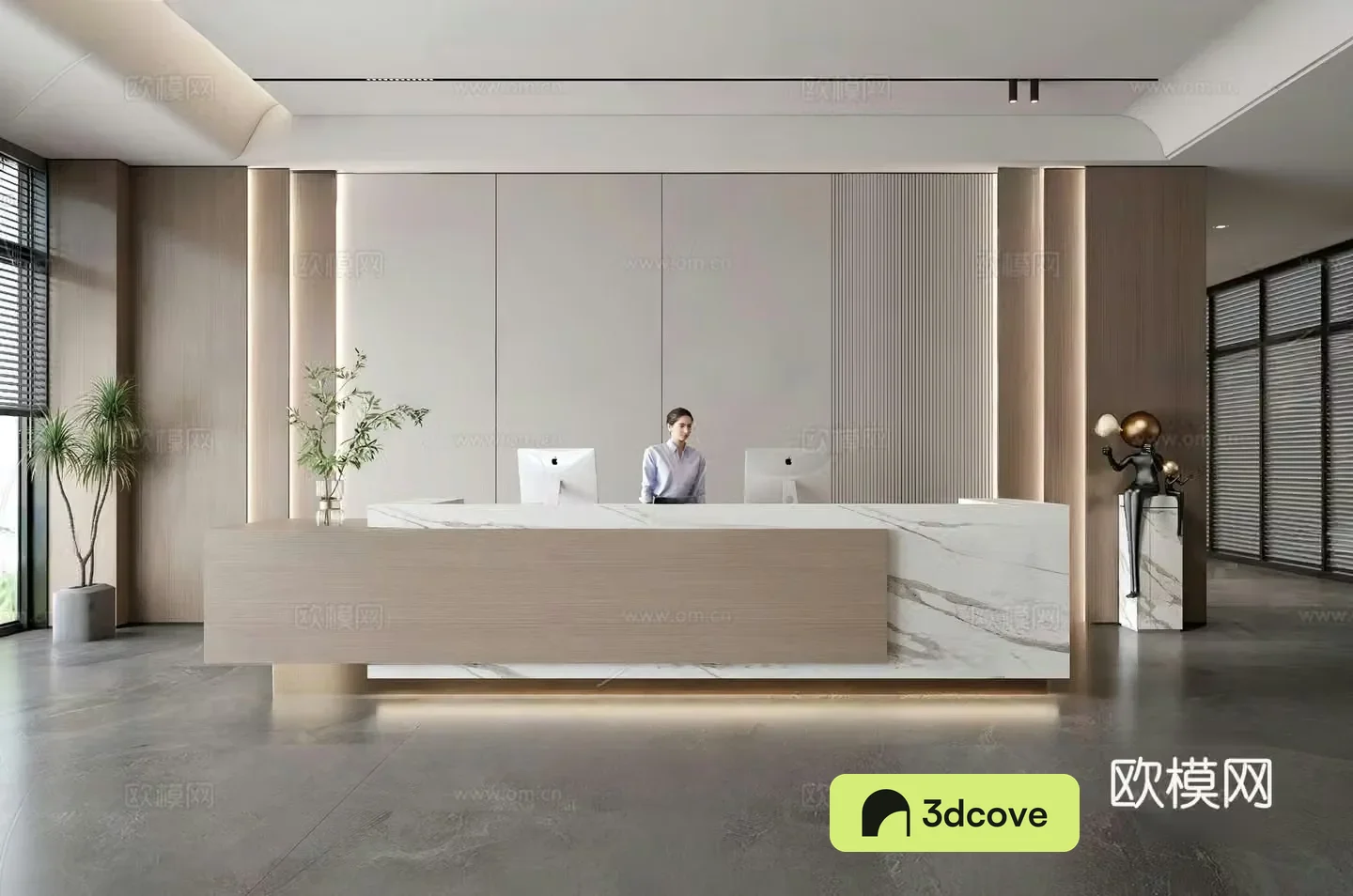 Modern company front desk cashier hotel front desk ornaments decorations simple computer basin