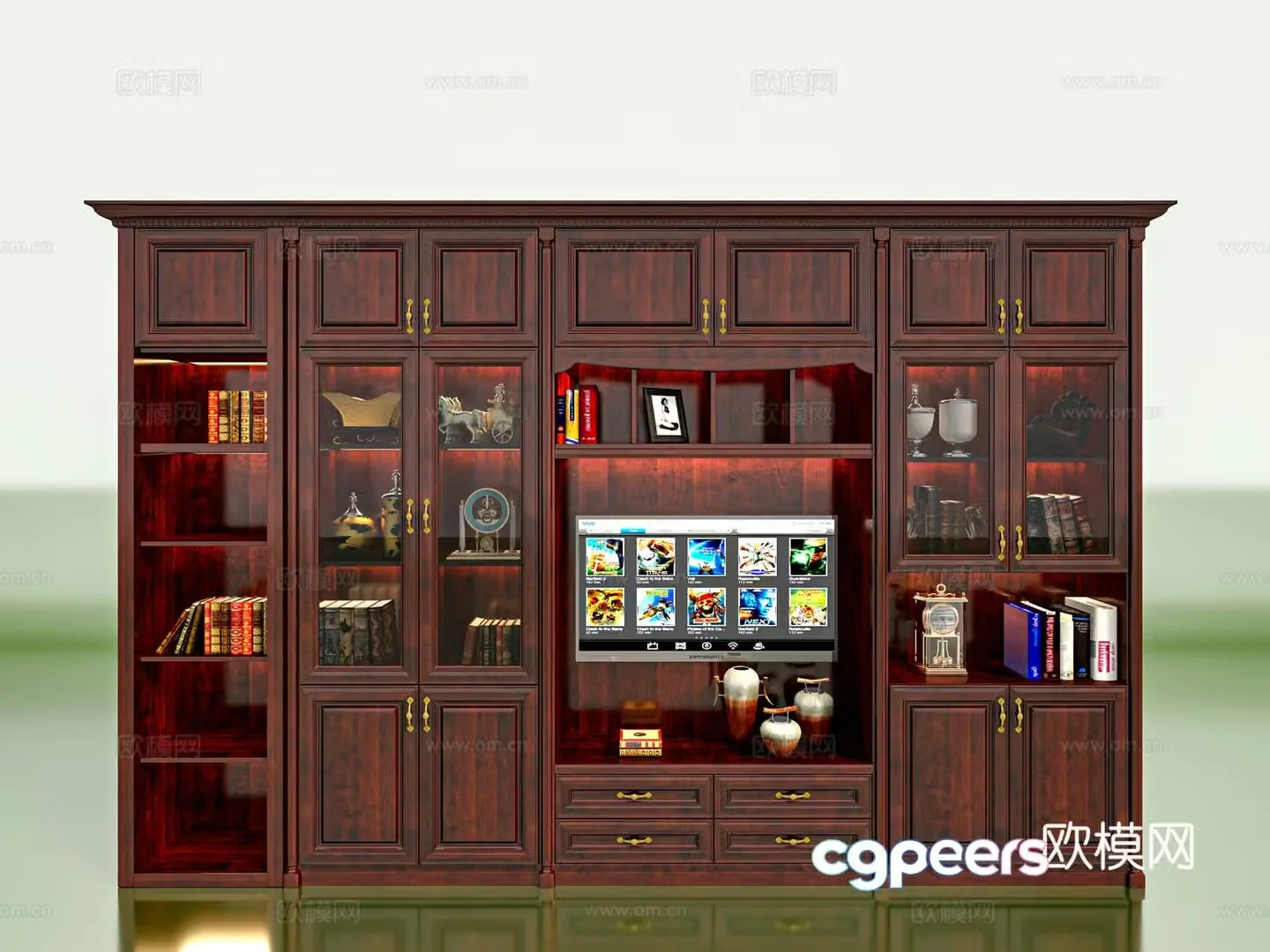 American bookcase TV cabinet 3d model