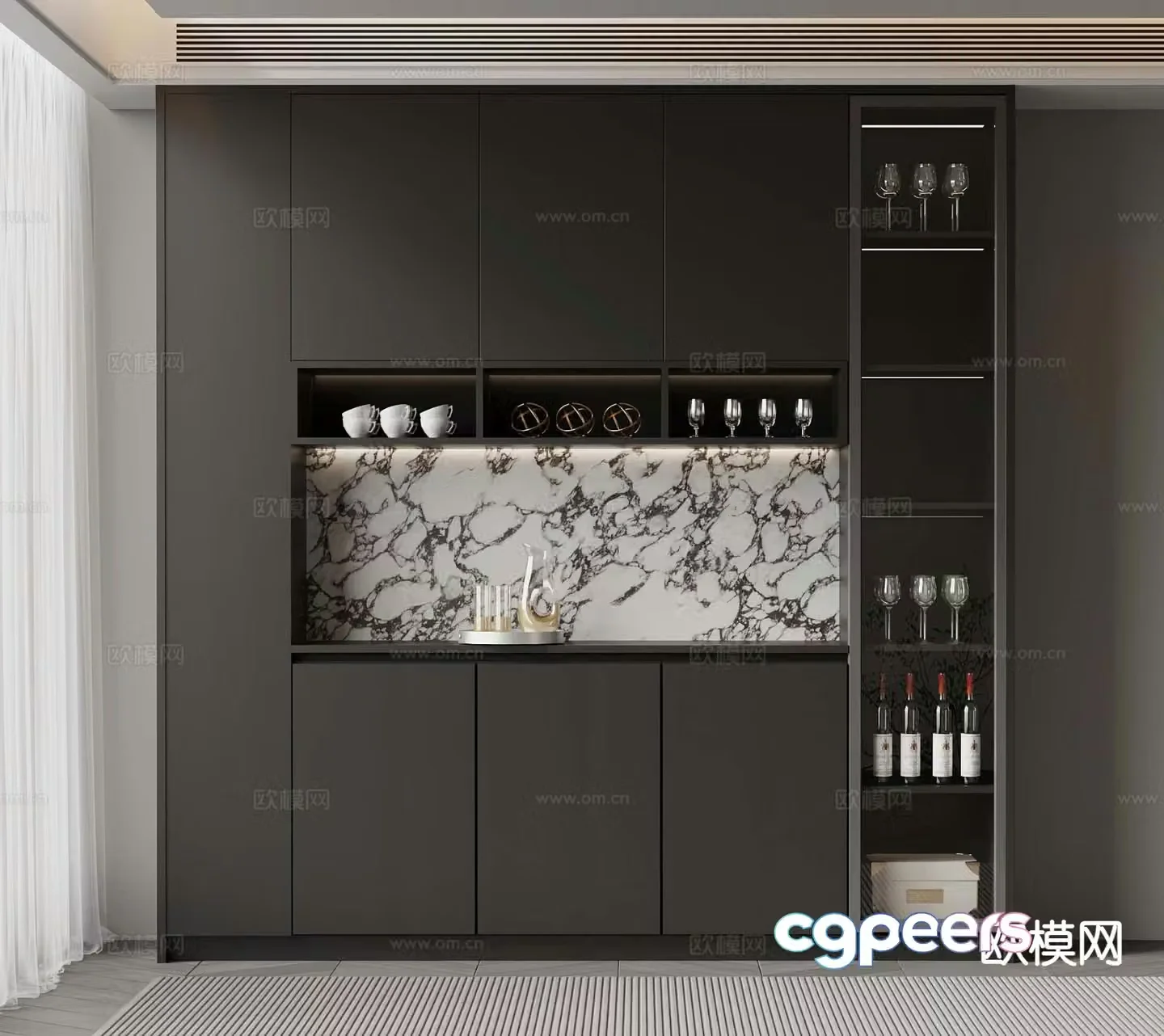 Italian wine cabinet sideboard 3d model