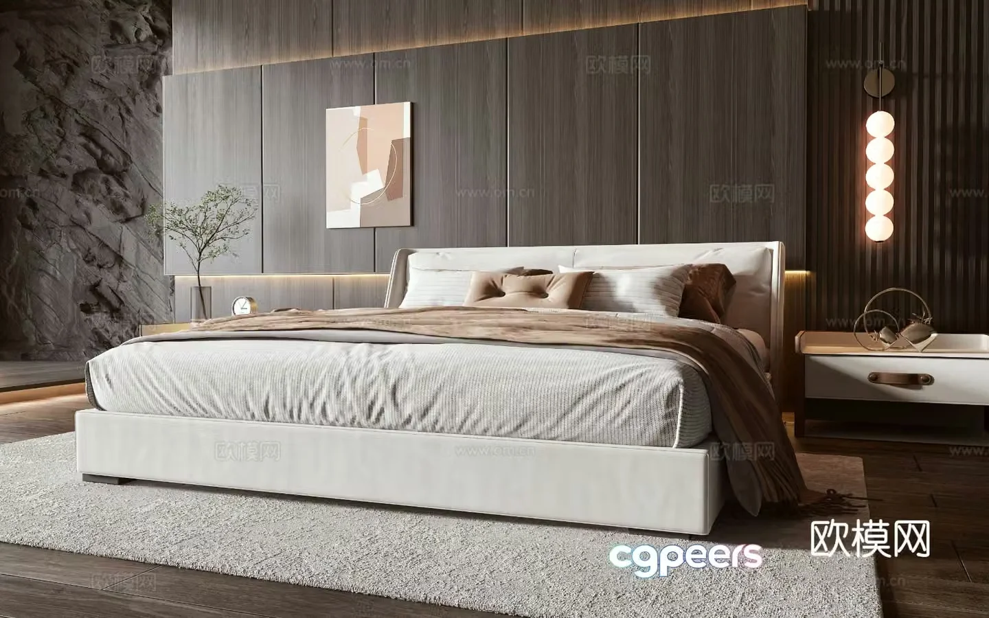 Italian double bed 3d model
