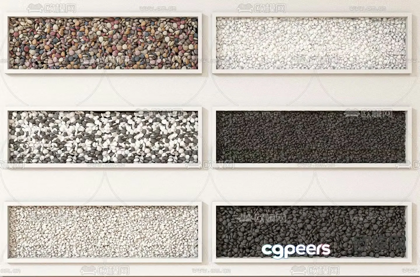 Cobblestone White Stone Yuhua Stone Gravel Cobblestone Paving 3D Model