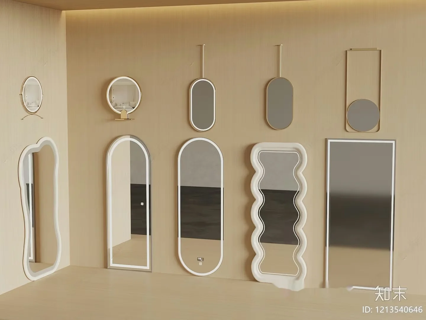 Modern Wall Mirrors 3D Model – 6583 – VRAY Render