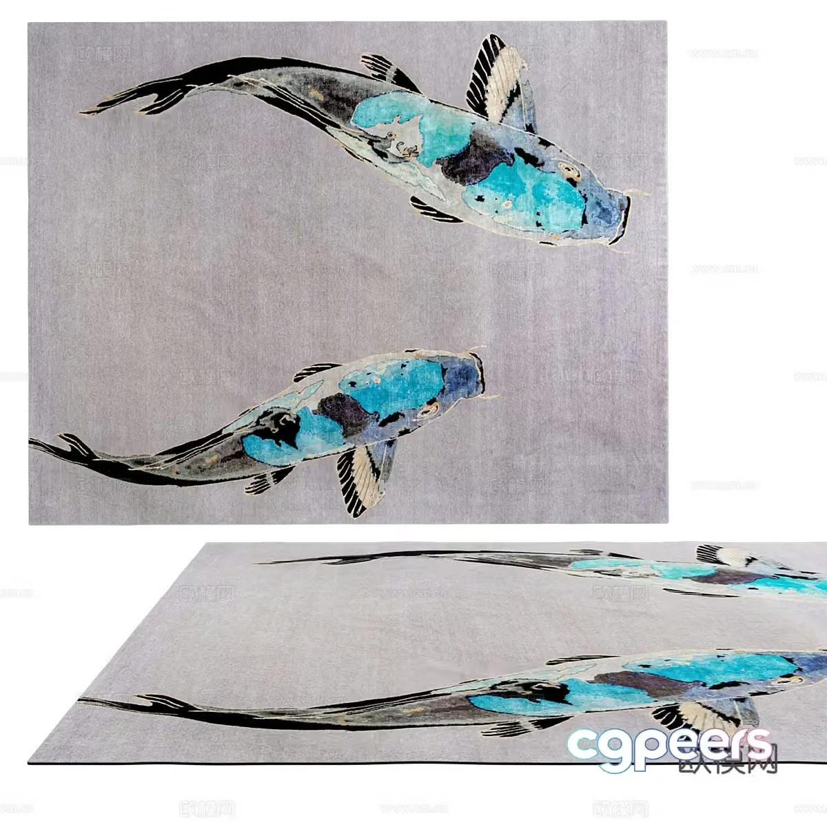 New Chinese carpet Koi carpet 3d model