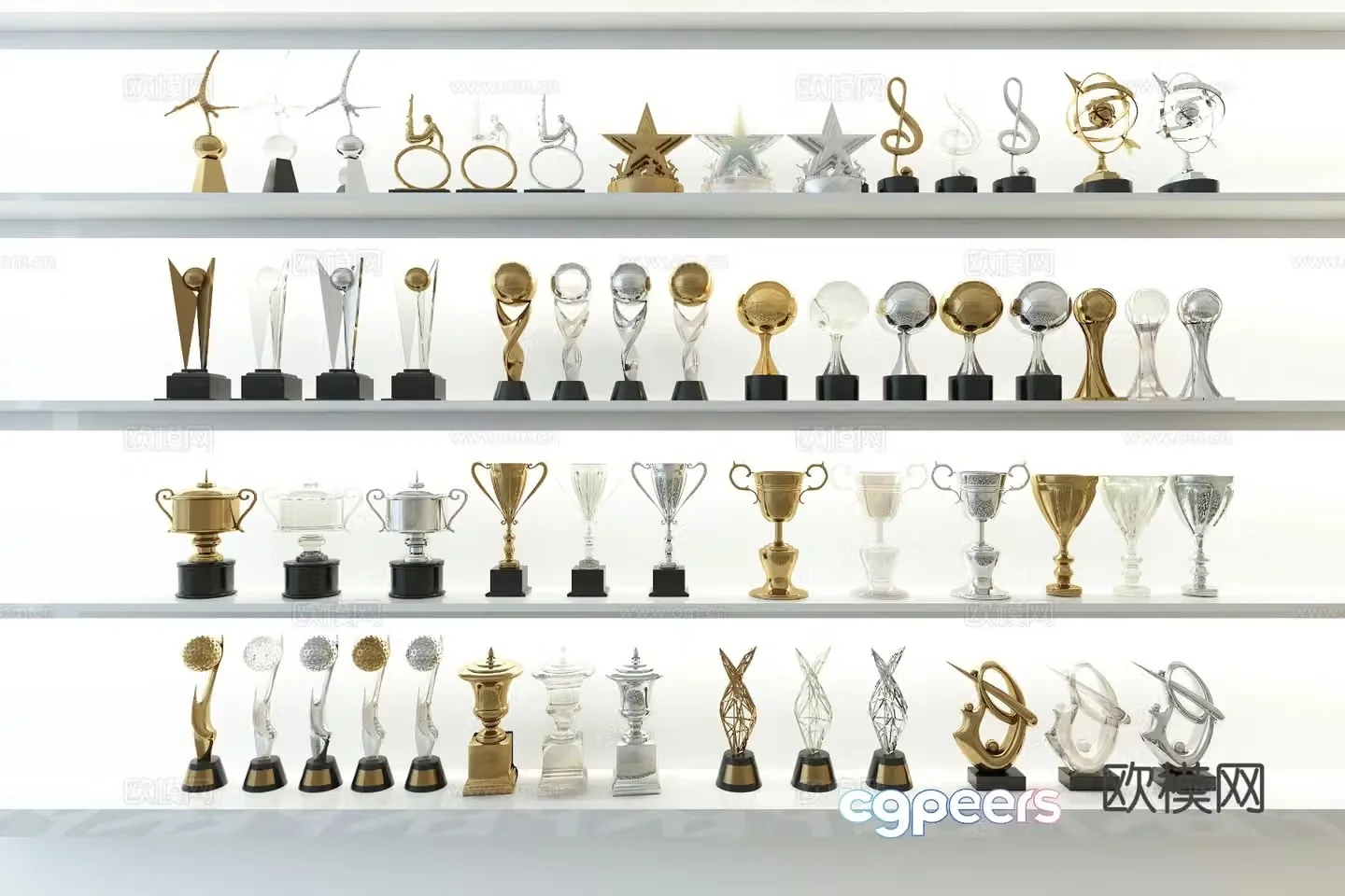 trophy gold cup medal 3d model