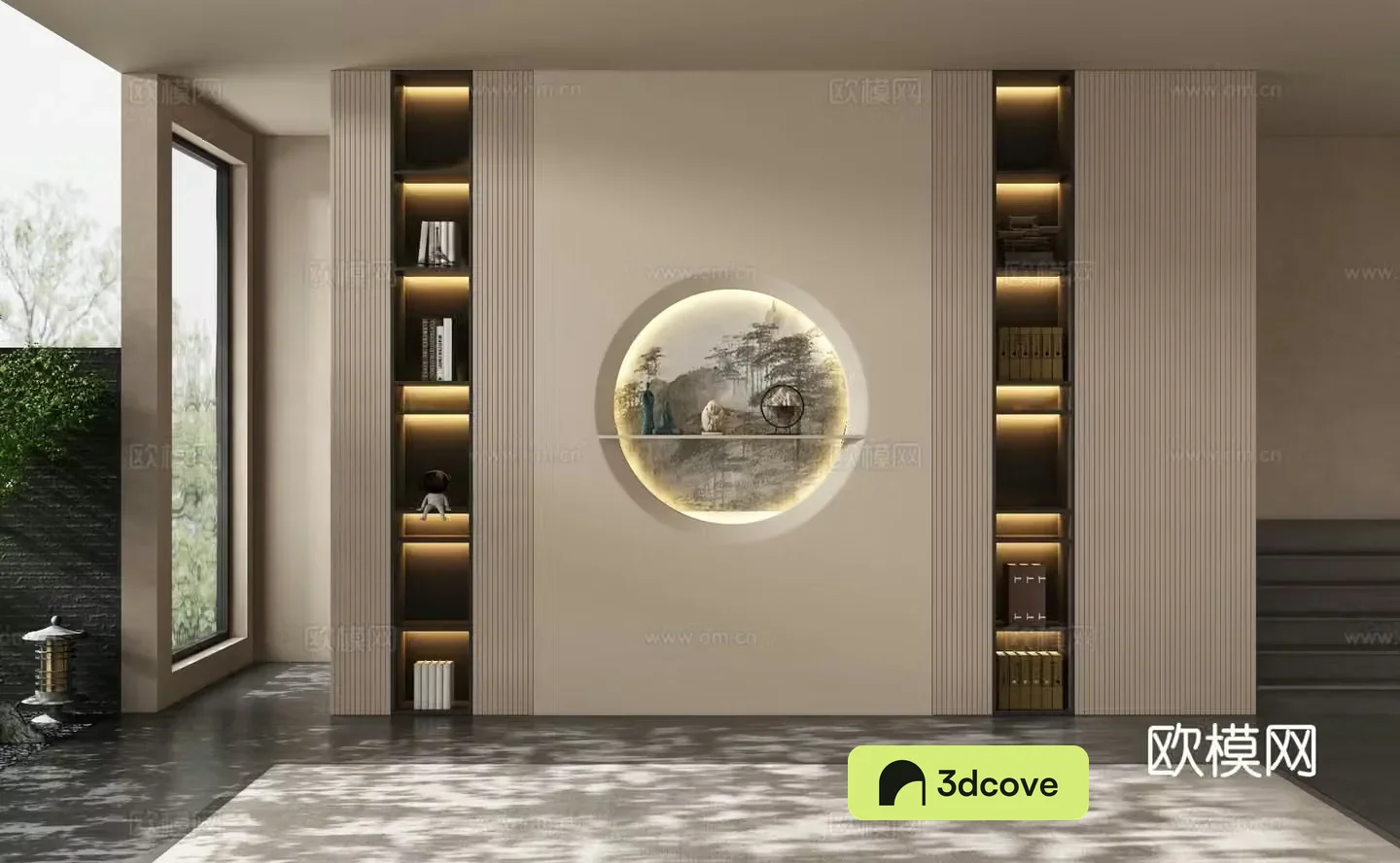 New Chinese tea room background wall