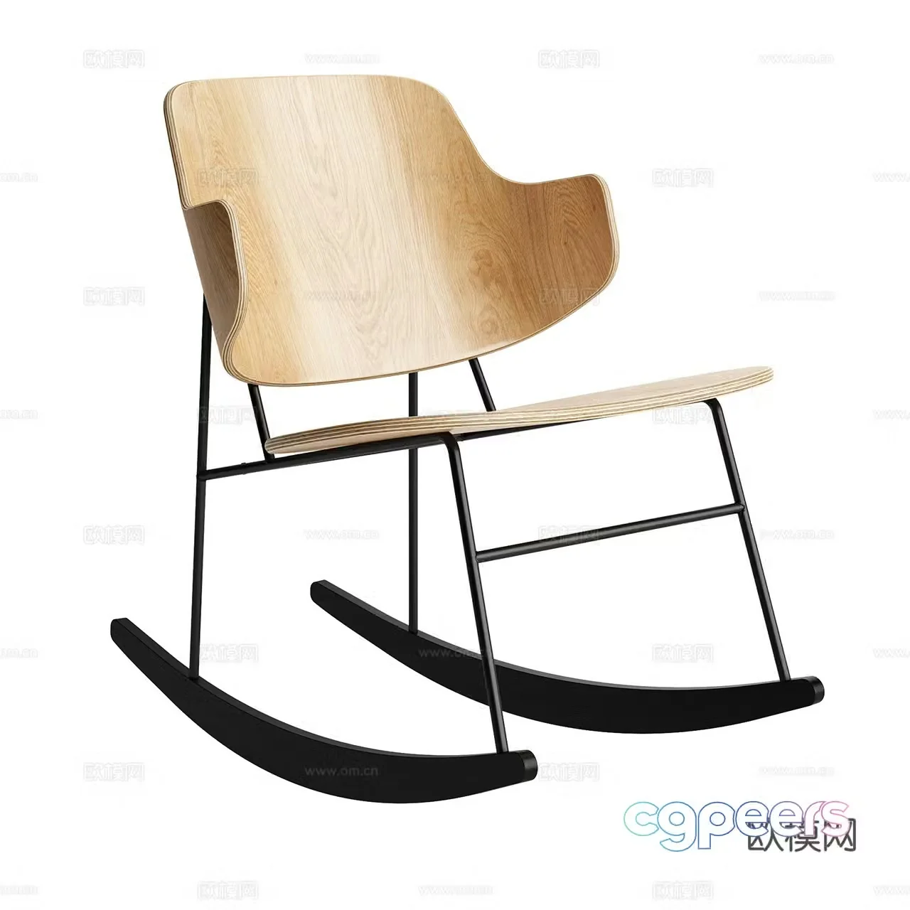 Menu Nordic rocking chair Minimalist rocking chair Wooden chair Leisure chair Lounge chair 3d model